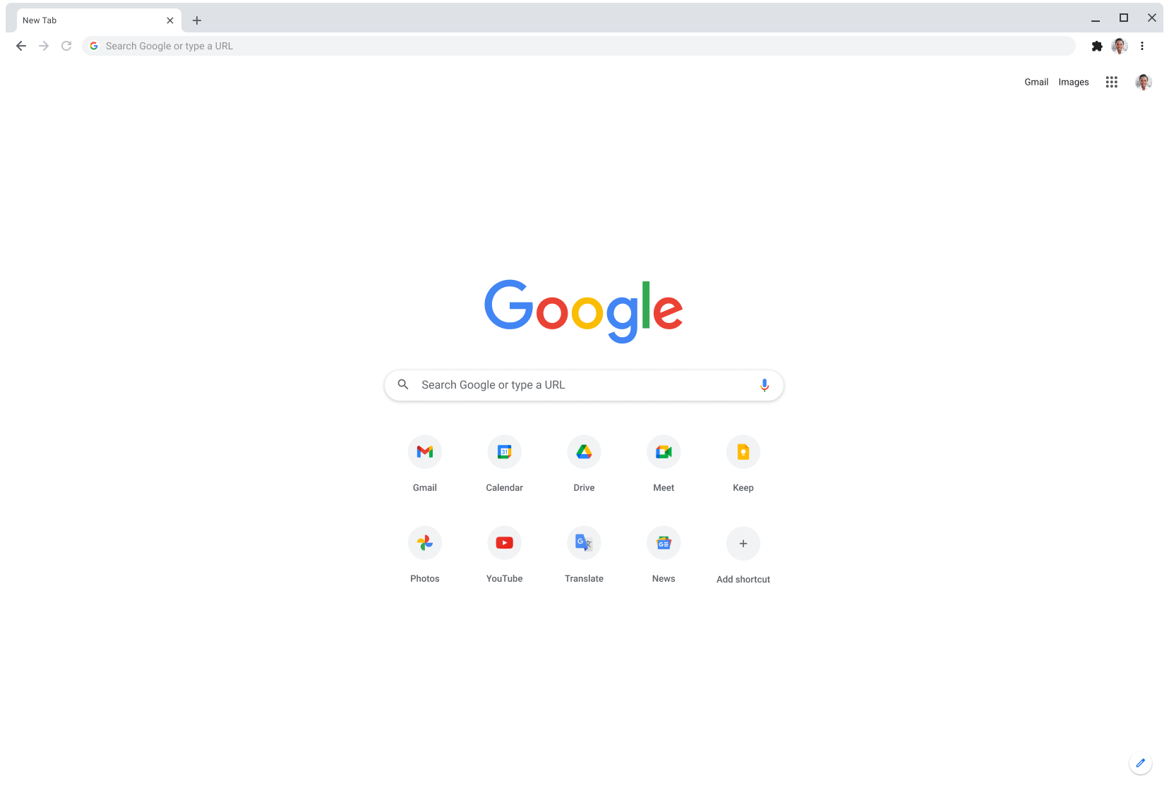 Cửa sổ trình duyệt Chrome đang hiển thị Google.com.