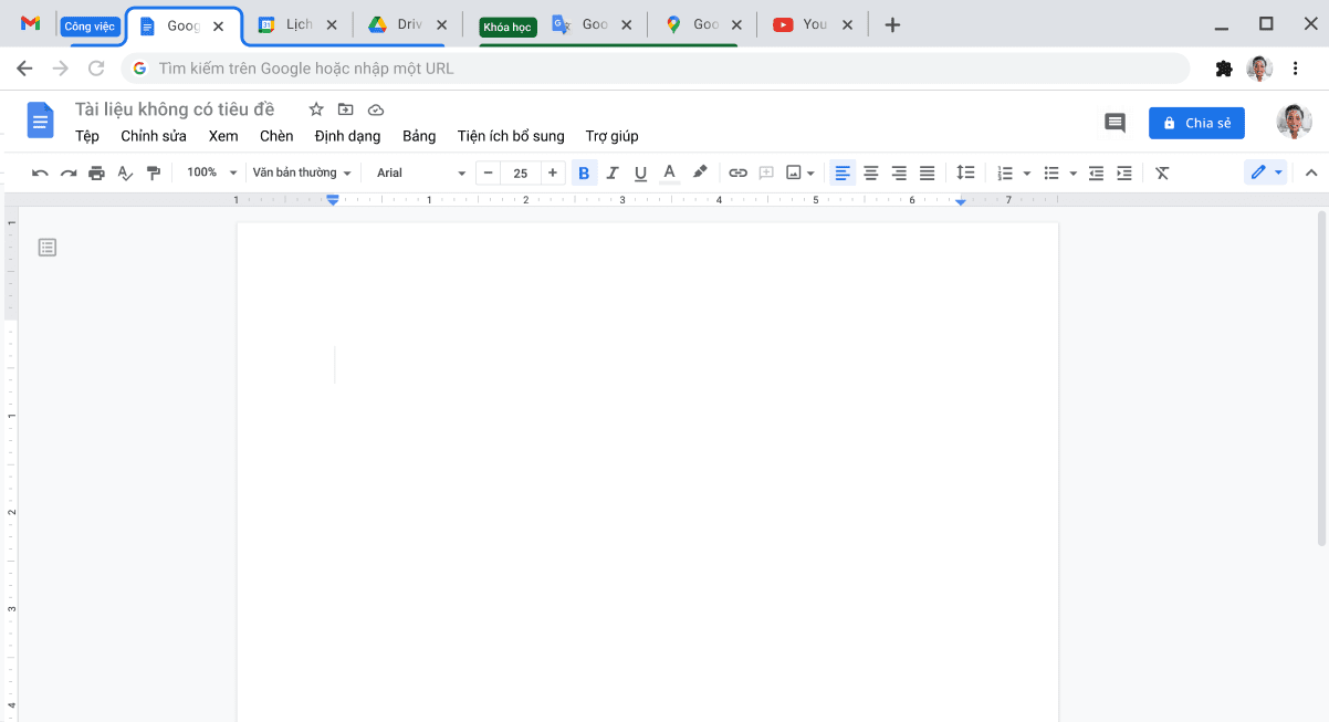 Cửa sổ trình duyệt Chrome đang hiển thị sự kết hợp nhiều thẻ vào một nhóm thẻ.