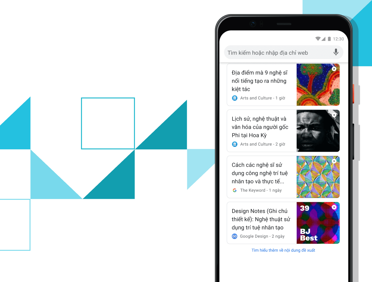 Tin bài dành cho bạn Điện thoại Pixel 4 XL với màn hình đang hiển thị các đường liên kết của bài viết được tuyển chọn.