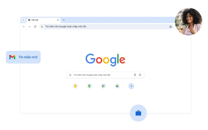 Nền trang tìm kiếm của Google có màu trắng. Ảnh chụp một người phụ nữ nằm ở một góc.
