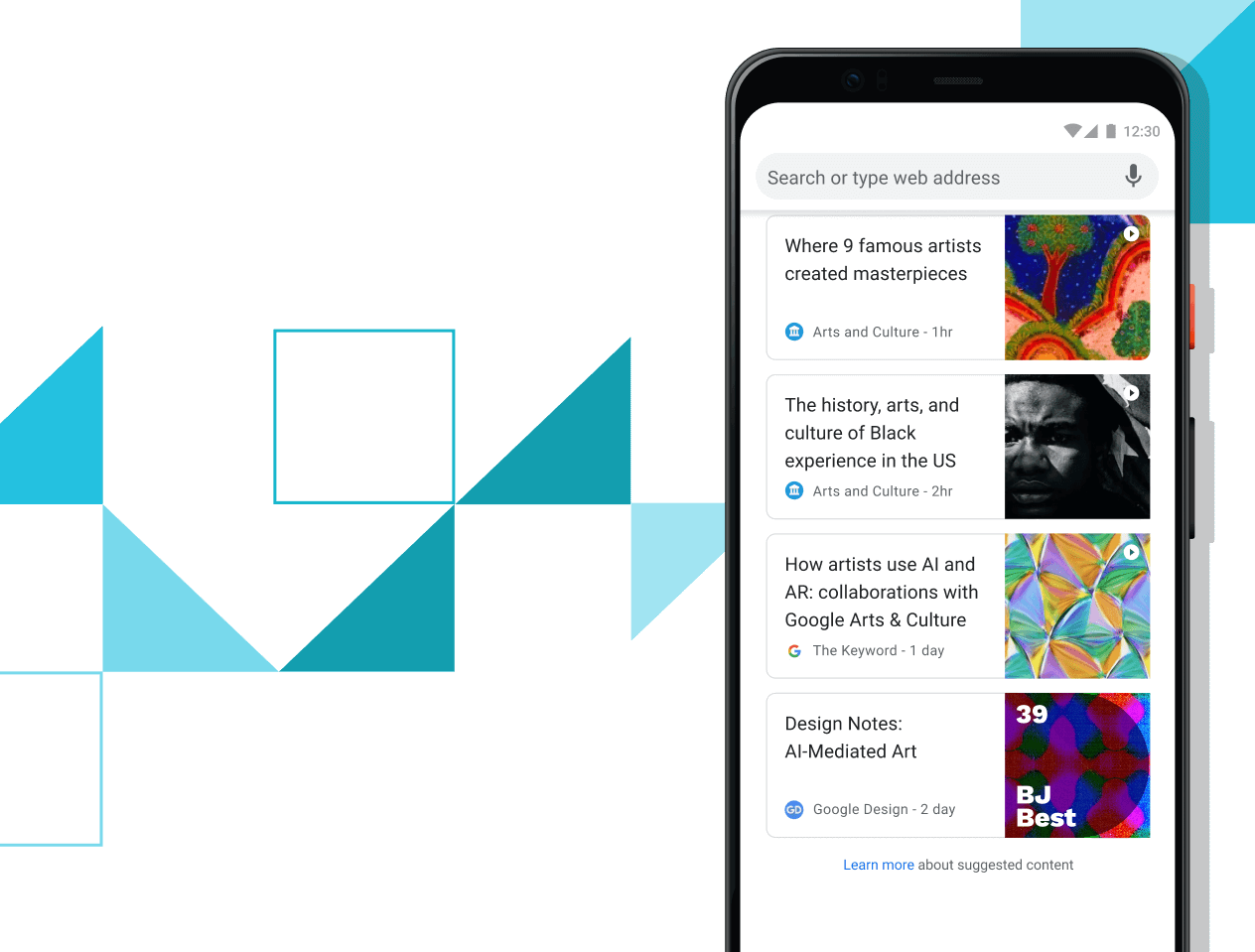 Tin bài dành cho bạn Điện thoại Pixel 4 XL với màn hình đang hiển thị các đường liên kết của bài viết được tuyển chọn.
